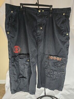 Vintage COOGI Men's Black Cargo Shorts Size 50 Big & Tall Relaxed Fit Casual